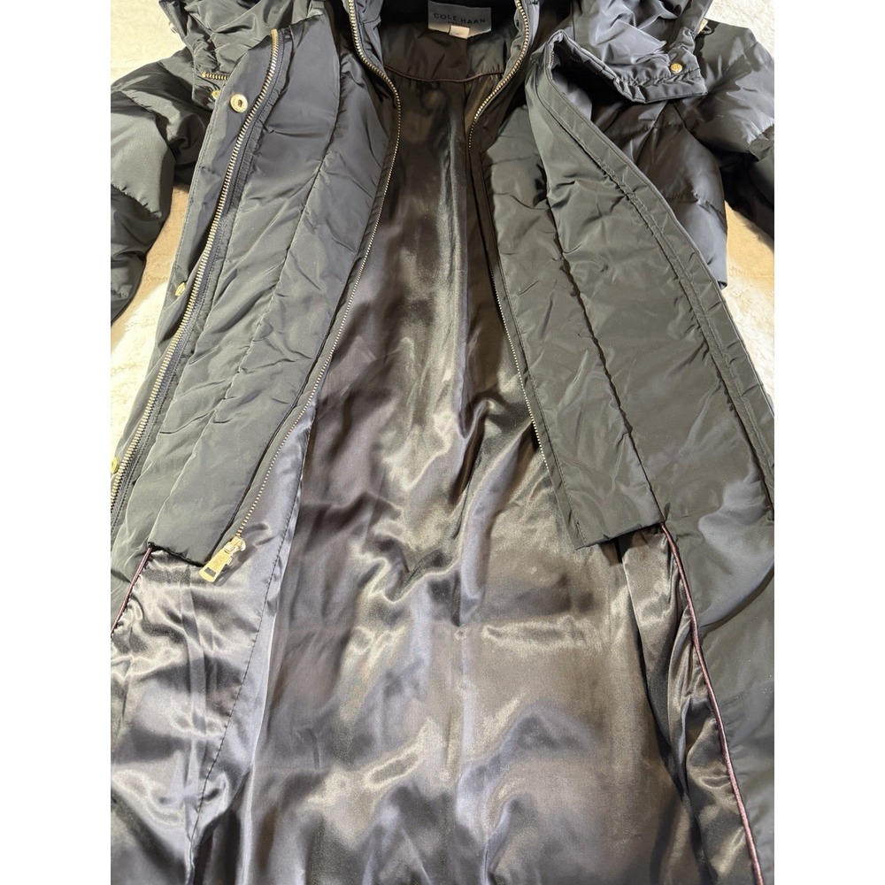 Cole Haan Signature Maxi Quilted Down Puffer Black Long‎ Coat Jacket Sz S - Picture 5 of 10